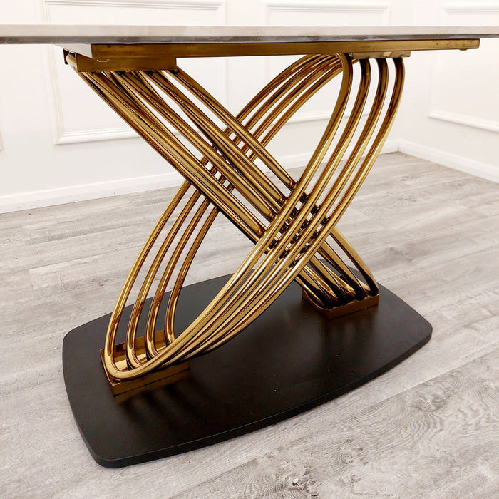 Orion Gold 1.8 Dining Table With Polar White Sintered Stone Top