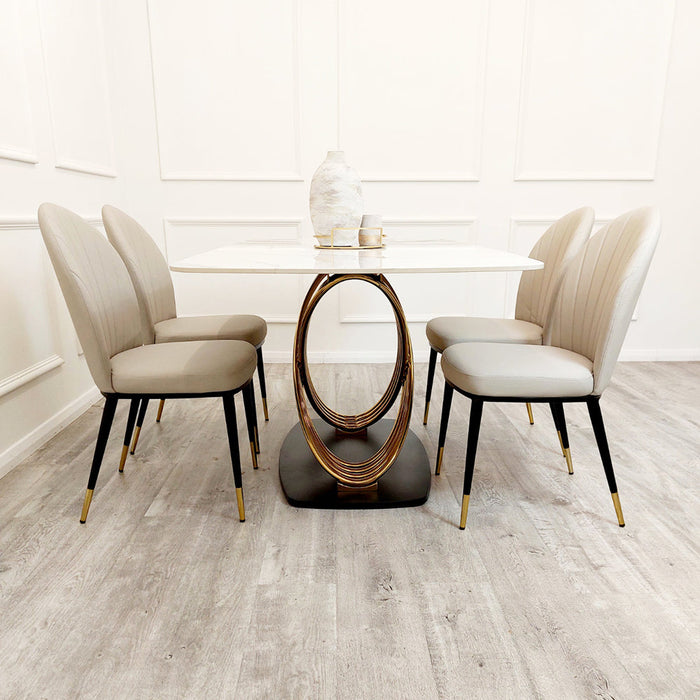 Orion Gold 1.8 Dining Table With Polar White Sintered Stone Top