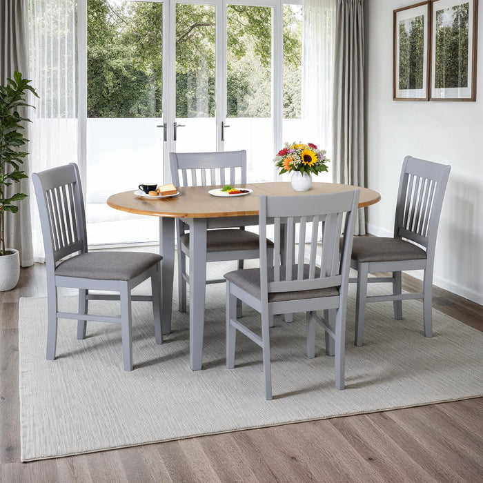 Oxford Extending Dining Set Grey/Natural Oak/Grey Fabric