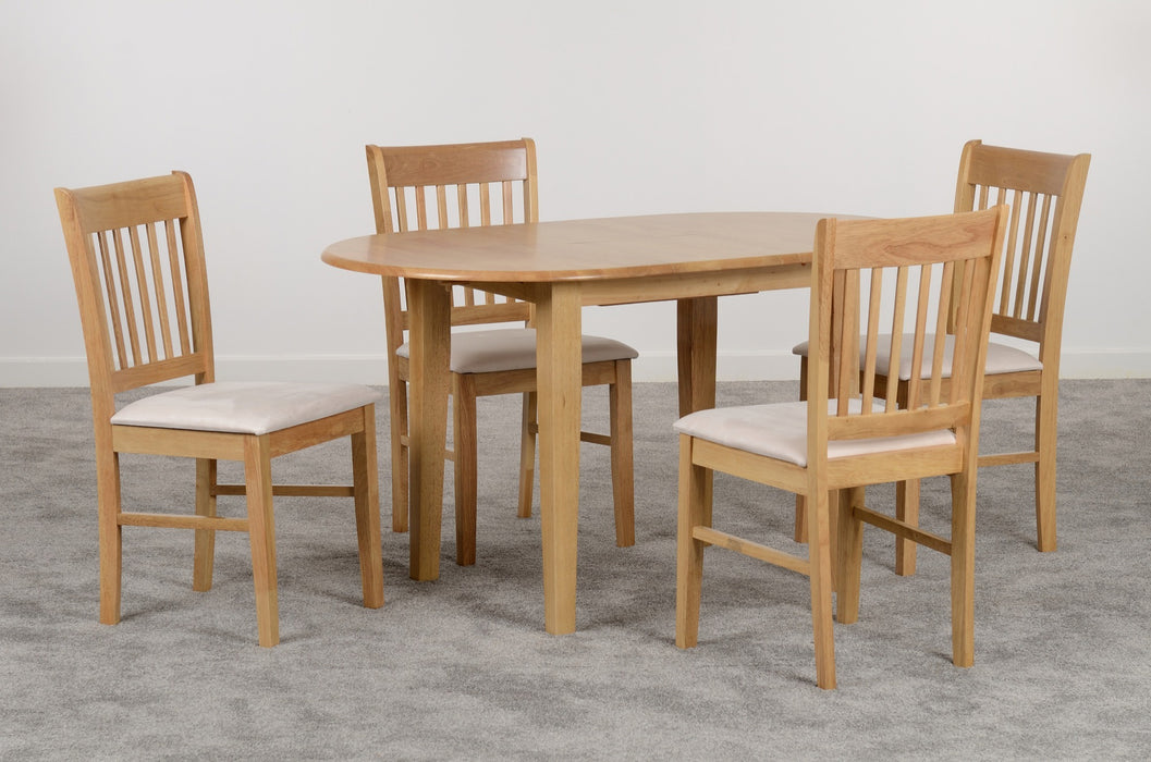 Oxford Extending Dining Set Natural Oak/Mink Microsuede