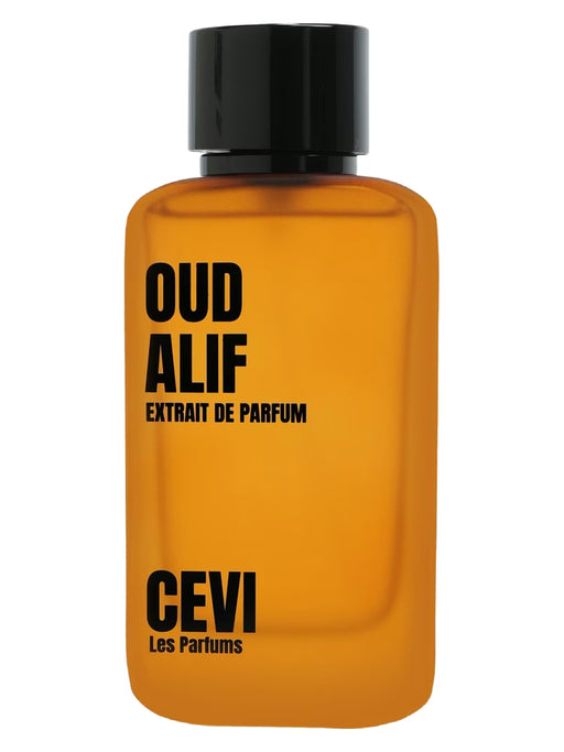 Oud Alif by CEVI Eau de Parfum 100ml – warm yellow-gold perfume bottle with black cap – DS Store UK