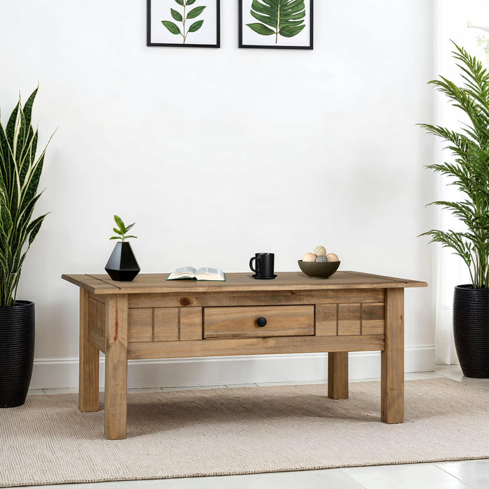 Panama 1 Drawer Coffee Table Natural Wax