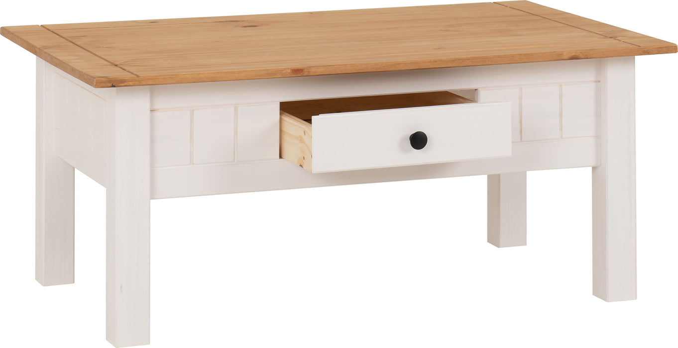 Panama 1 Drawer Coffee Table White/Natural Wax