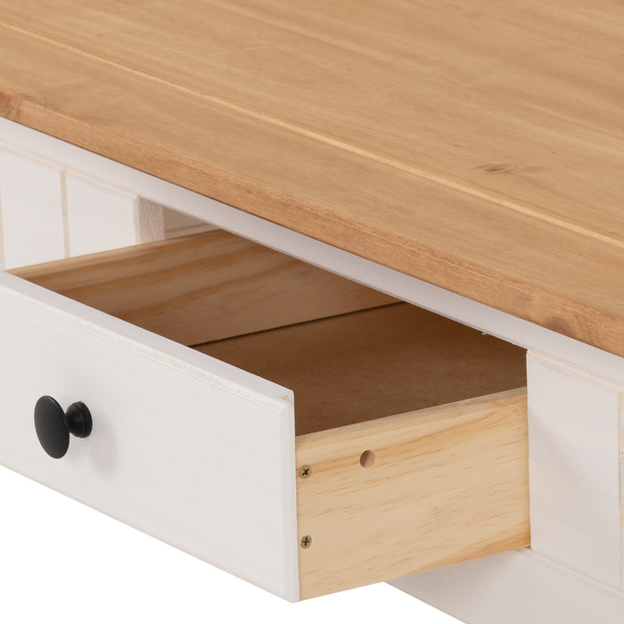 Panama 1 Drawer Coffee Table White/Natural Wax