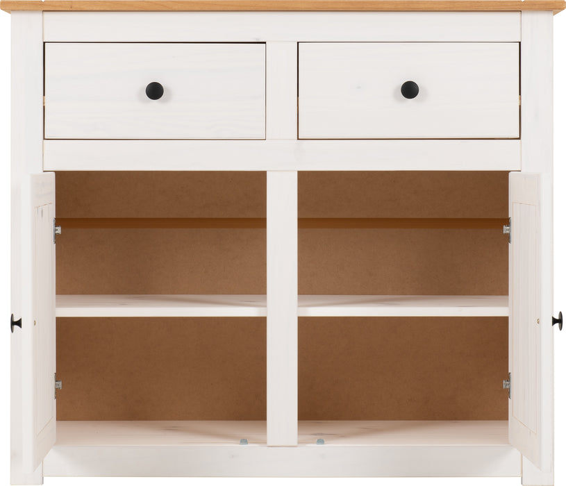 Panama 2 Door 2 Drawer Sideboard White/Natural Wax