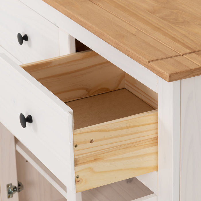Panama 2 Door 2 Drawer Sideboard White/Natural Wax