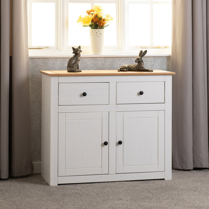 Panama 2 Door 2 Drawer Sideboard White/Natural Wax