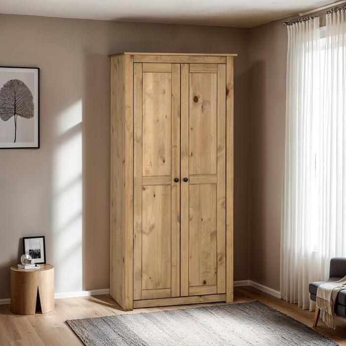 Panama 2 Door Wardrobe Natural Wax