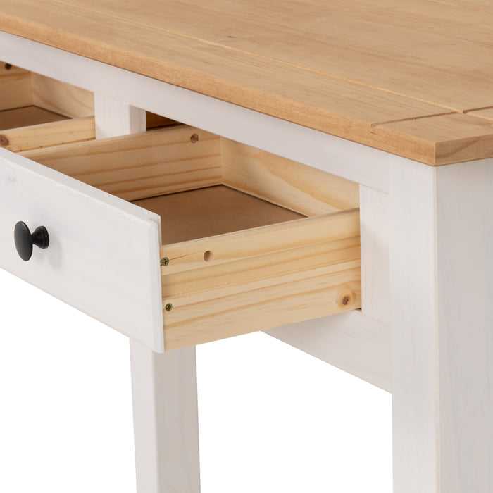 Panama 2 Drawer Console Table White/Natural Wax