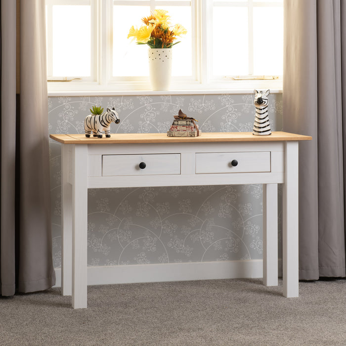 Panama 2 Drawer Console Table White/Natural Wax