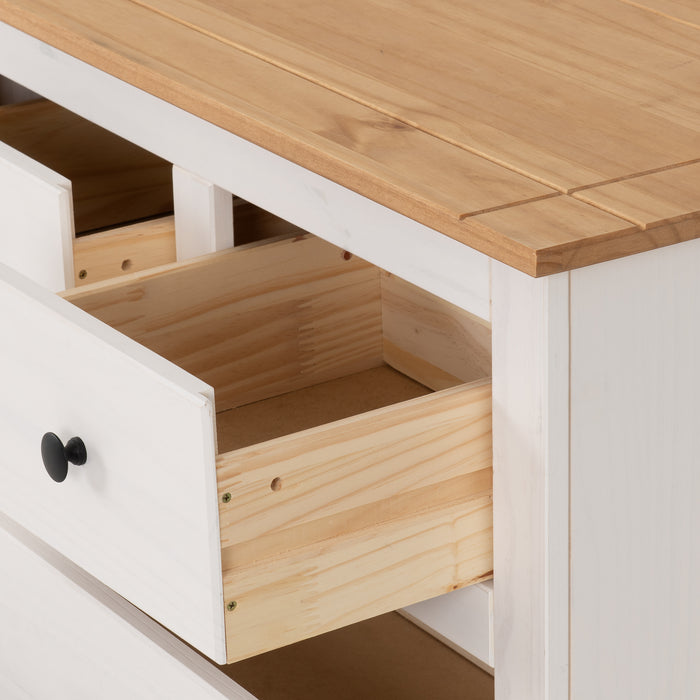 Panama 2+2 Drawer Chest White/Natural Wax