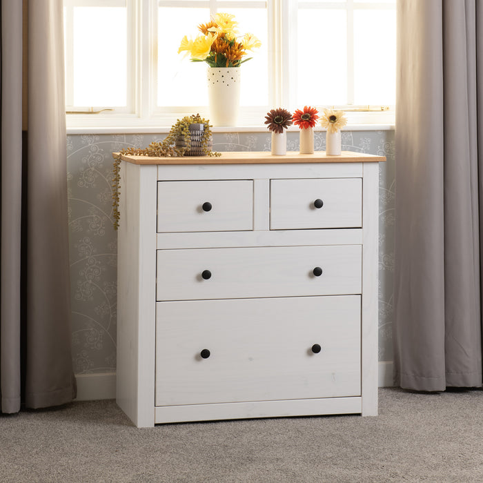 Panama 2+2 Drawer Chest White/Natural Wax