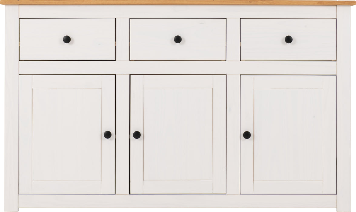 Panama 3 Door 3 Drawer Sideboard White/Natural Wax