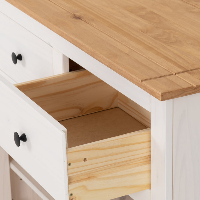 Panama 3 Door 3 Drawer Sideboard White/Natural Wax