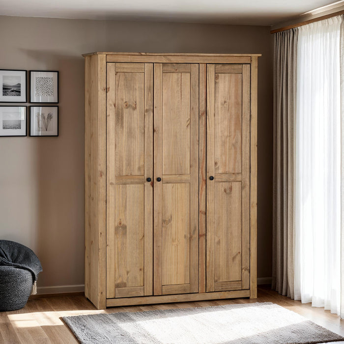 Panama 3 Door Wardrobe Natural Wax