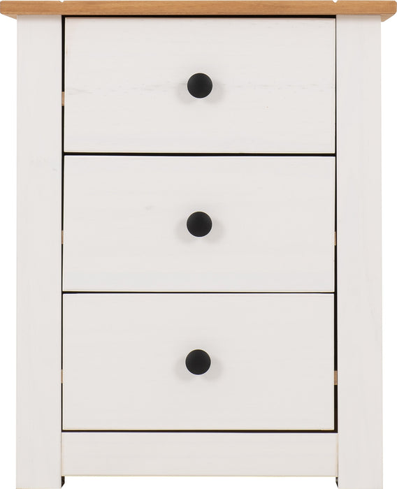 Panama 3 Drawer Bedside White/Natural Wax