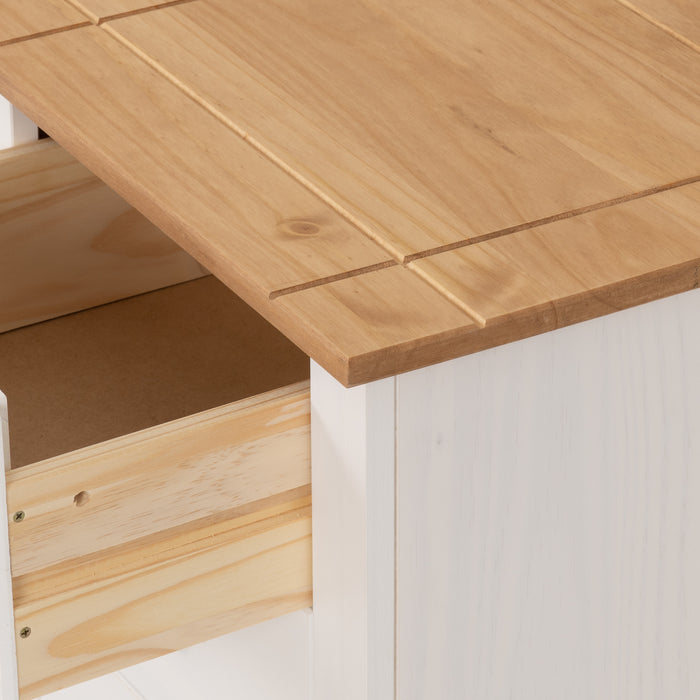 Panama 3 Drawer Bedside White/Natural Wax