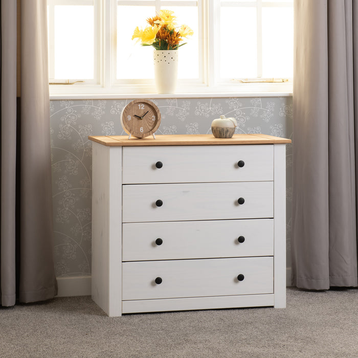 Panama 4 Drawer Chest White/Natural Wax