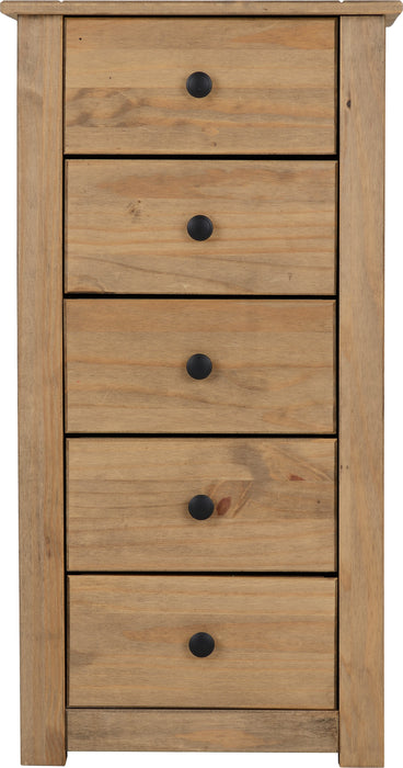 Panama 5 Drawer Narrow Chest Natural Wax