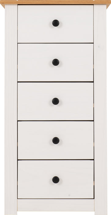 Panama 5 Drawer Chest White/Natural Wax