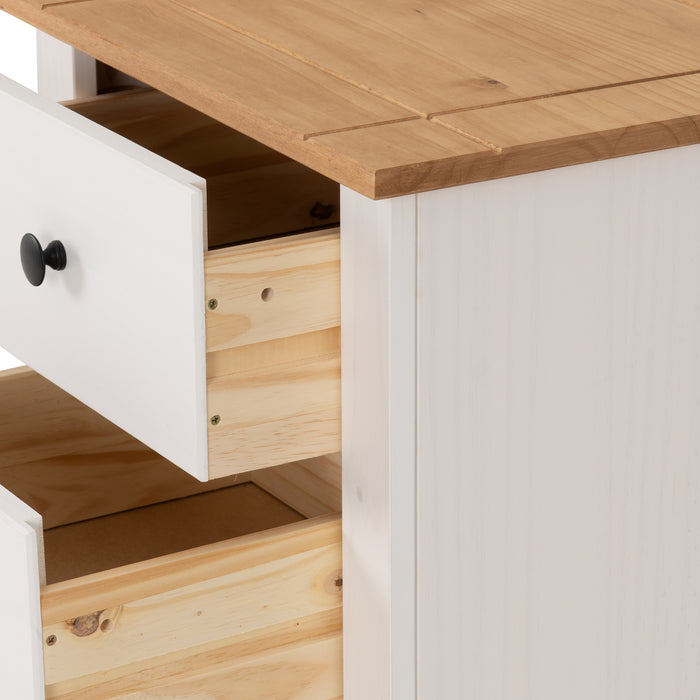 Panama 5 Drawer Chest White/Natural Wax