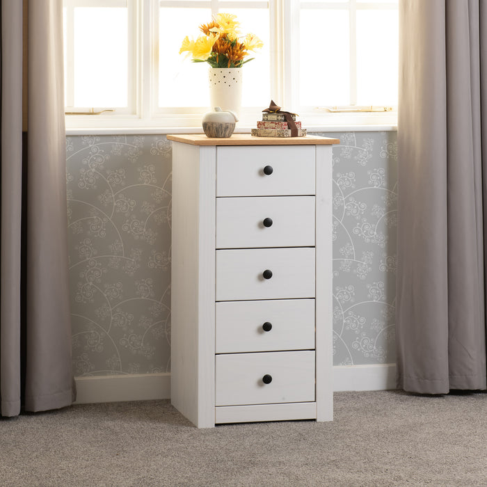Panama 5 Drawer Chest White/Natural Wax