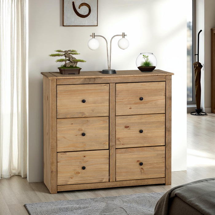 Panama 6 Drawer Chest Natural Wax
