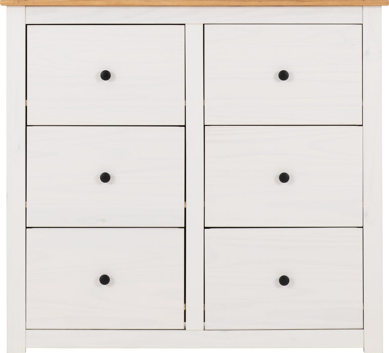 Panama 6 Drawer Chest White/Natural Wax