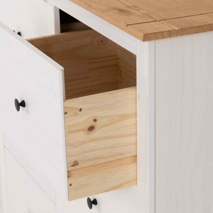 Panama 6 Drawer Chest White/Natural Wax