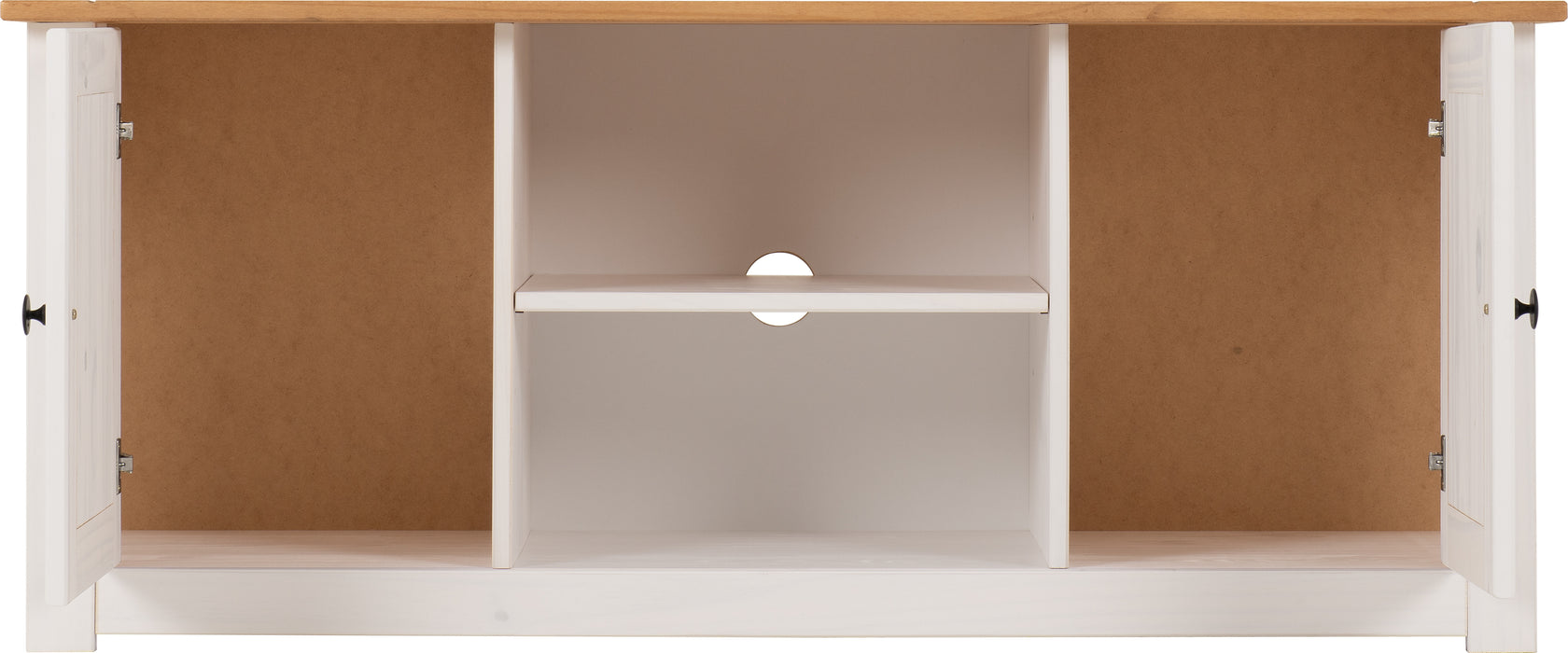 Panama 2 Door 1 Shelf Flat Screen TV Unit White/Natural Wax