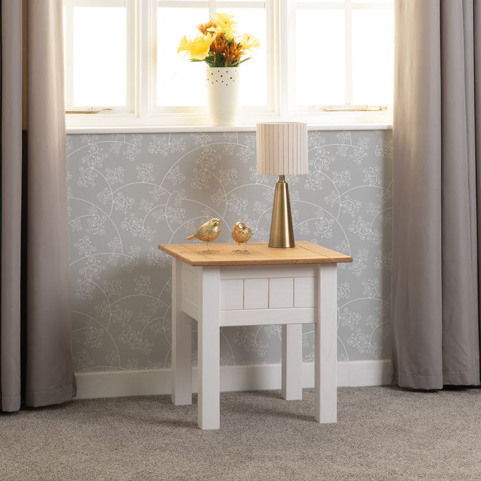Panama Lamp Table White/Natural Wax