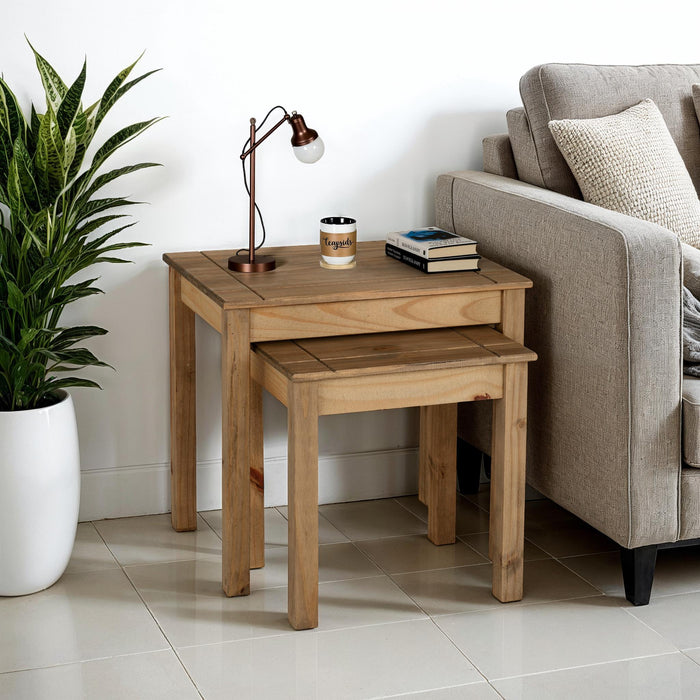 Panama Nest of 2 Tables Natural Wax