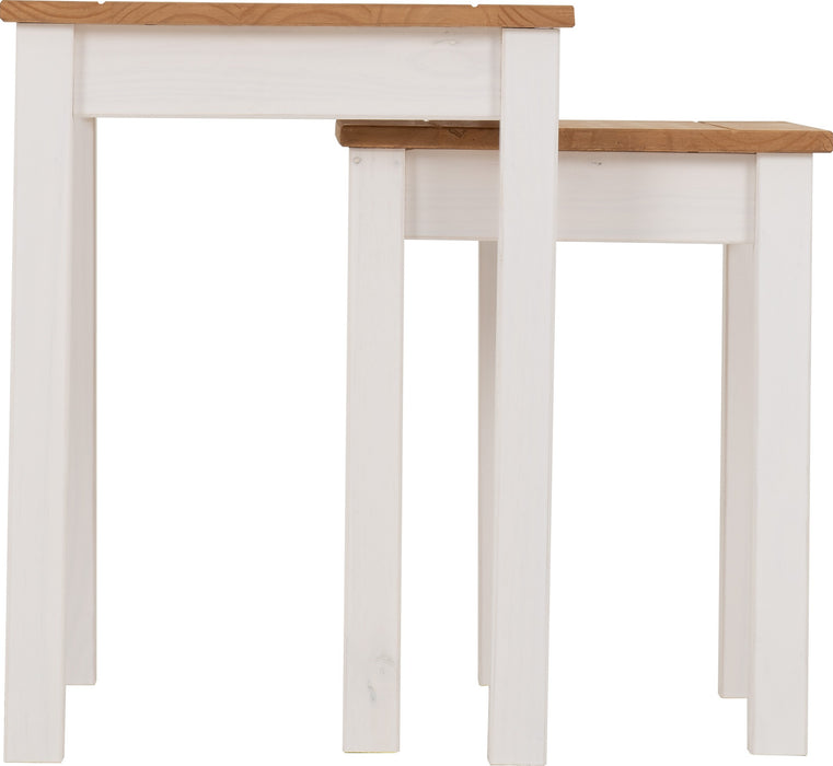 Panama Nest of 2 Tables White/Natural Wax