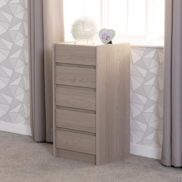 Paris 5 Drawer Chest Smoked Ash Effect