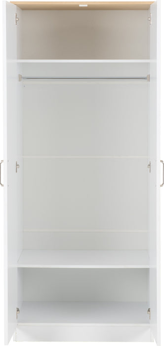 Portland 2 Door Wardrobe White/Oak Effect
