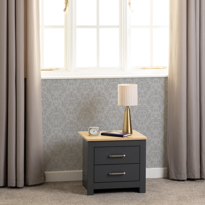 Portland 2 Drawer Bedside Grey/Oak Effect