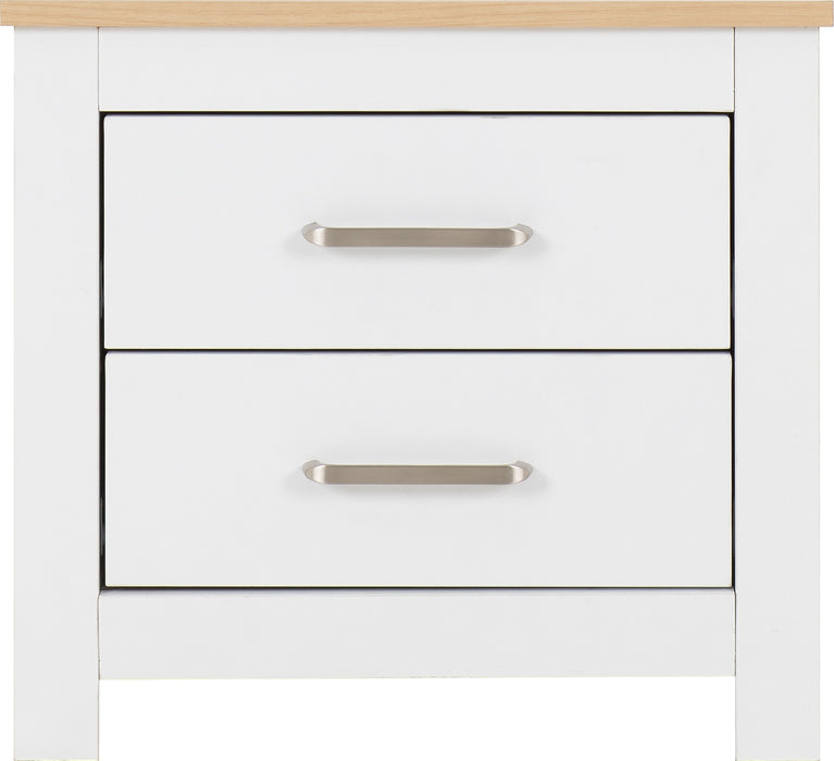 Portland 2 Drawer Bedside White/Oak Effect