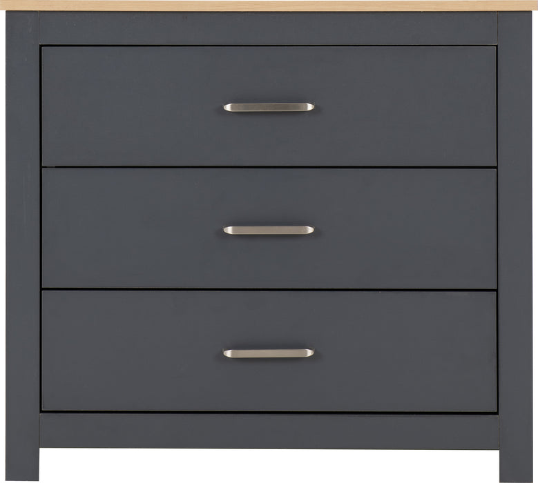 Portland 3 Drawer Chest Grey/Oak Effect