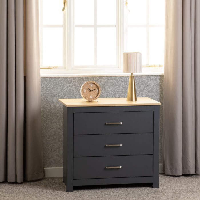 Portland 3 Drawer Chest Grey/Oak Effect