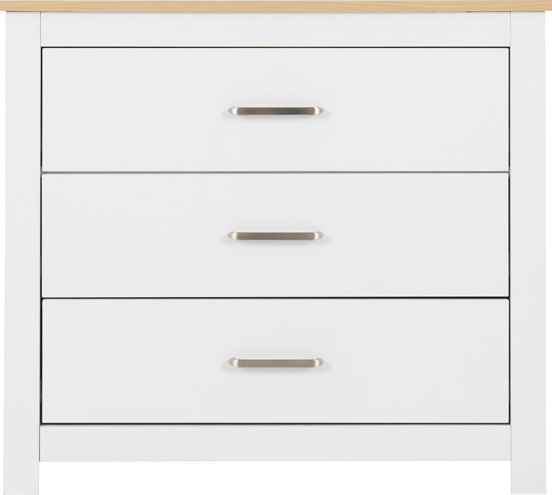 Portland 3 Drawer Chest White/Oak Effect
