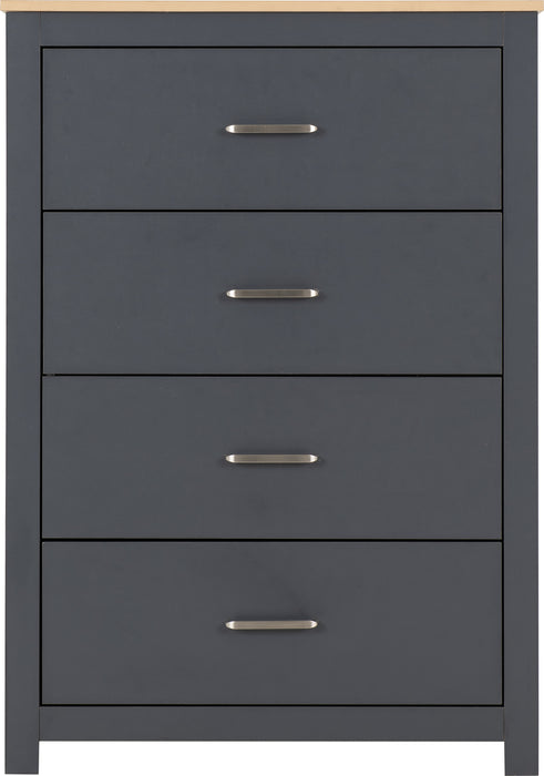 Portland 4 Drawer Chest Grey/Oak Effect