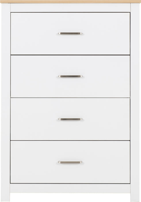 Portland 4 Drawer Chest White/Oak Effect