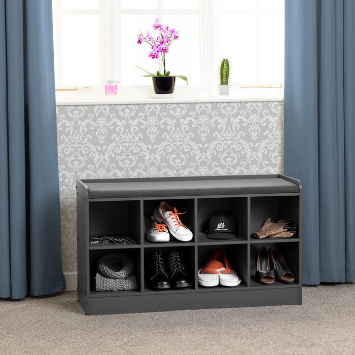 Portland Shoe Bench Grey/Steel Fabric