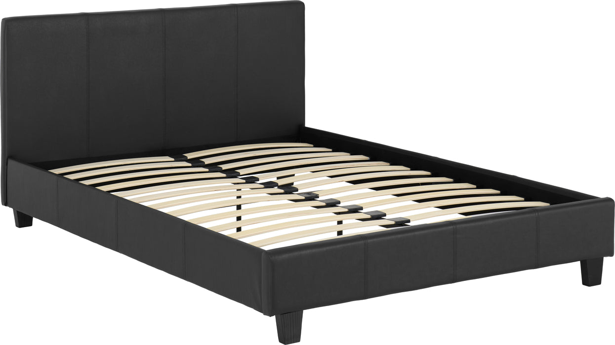 Prado 4'6" Bed Black Faux Leather