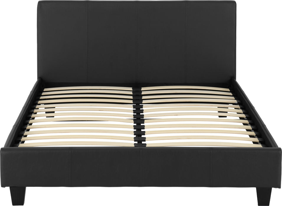 Prado 4'6" Bed Black Faux Leather