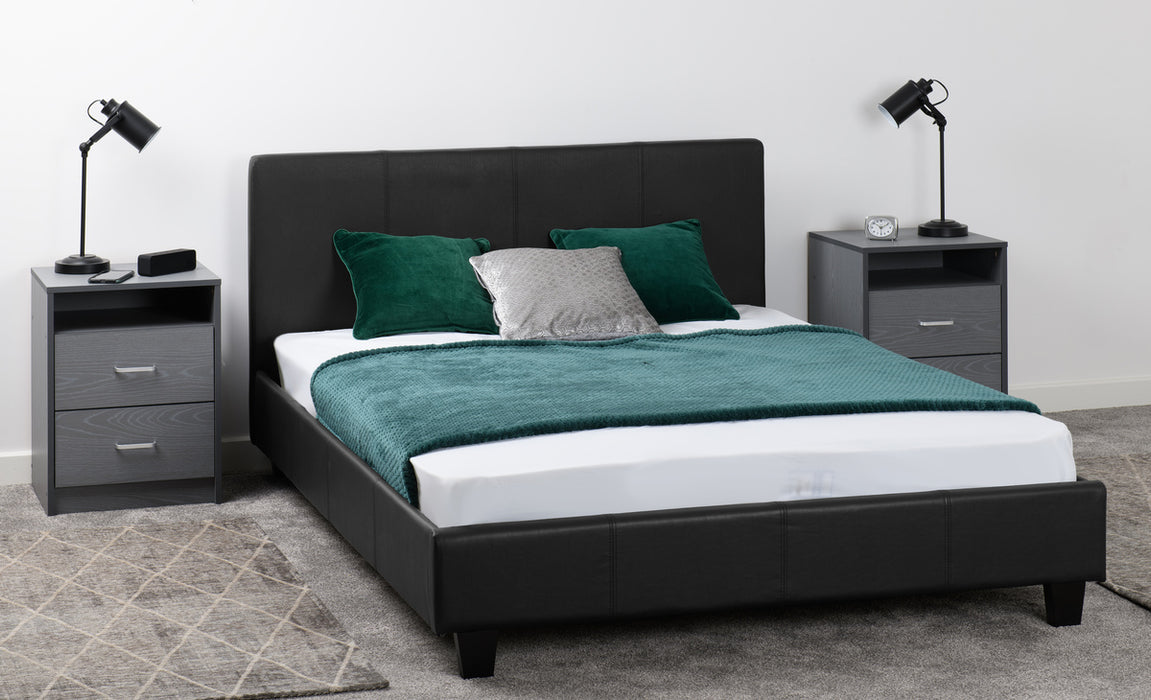 Prado 4'6" Bed Black Faux Leather