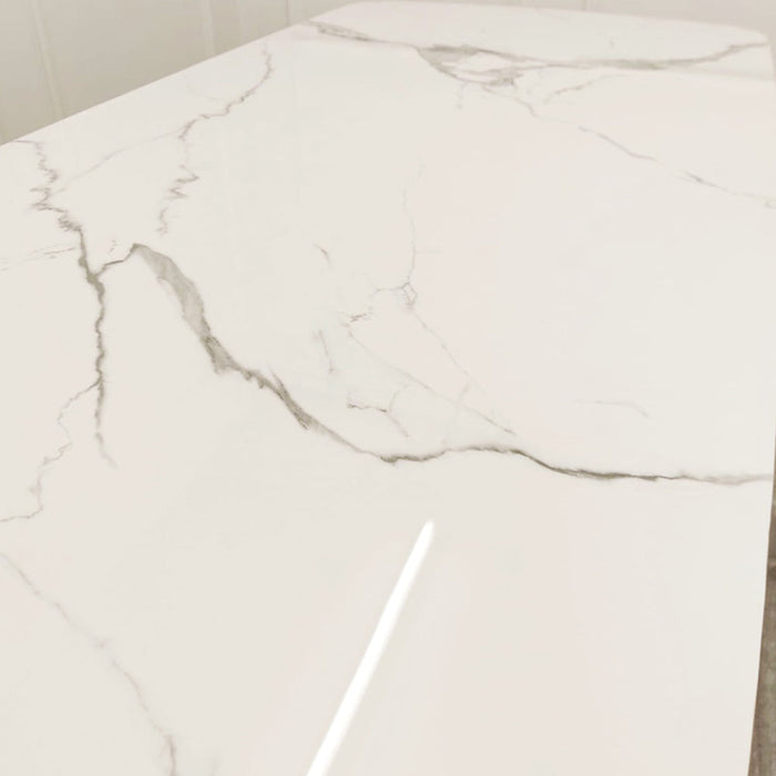 Orion Gold 1.8 Dining Table With Polar White Sintered Stone Top