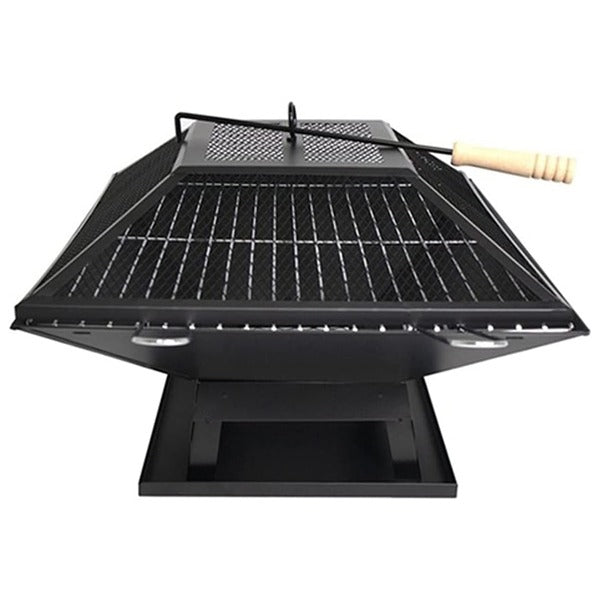 Portable Square Garden Firepit with BBQ Grill