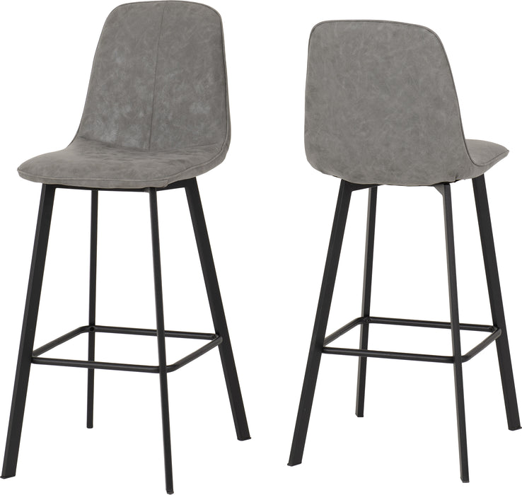 Quebec Bar Table Set Concrete Effect/Black/Grey Faux Leather