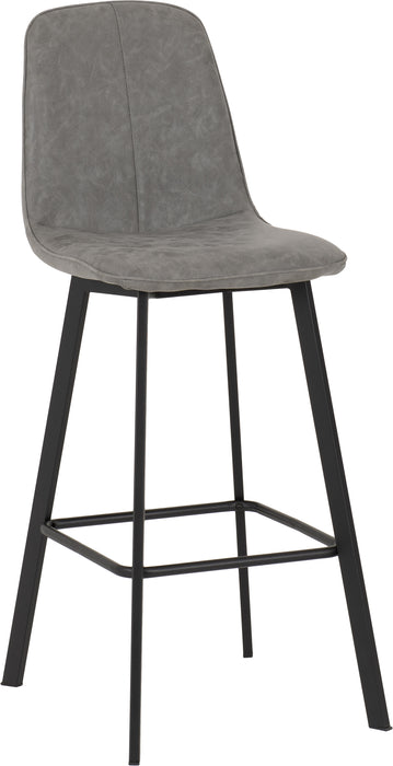 Quebec Bar Table Set Concrete Effect/Black/Grey Faux Leather